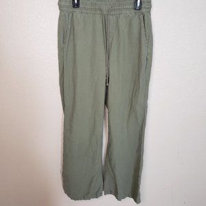 Soho New York And Co Faded Olive Green Linen Wide Leg Pant Medium